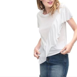 Splendid Ruffle Supima Cotton T Shirt Lightweight
